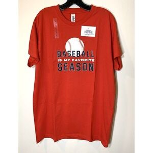Baseball T-Shirt Mens Large Short Sleeve Red 100% Cotton NEW w/Tag DAD GIFT